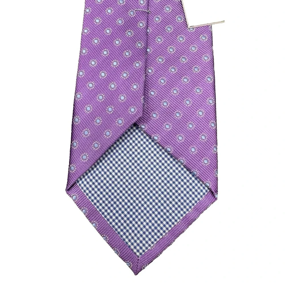 Duchamp London Men Purple Geometric 100% Silk Tie Hand Made England NWT